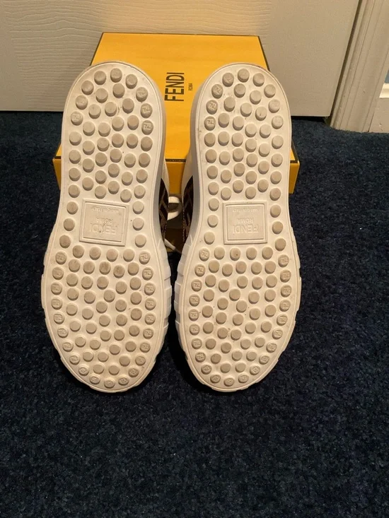 Fendi Tess Force Sneakers in white leather with FF Jacquard fabric - Picture 5 of 6